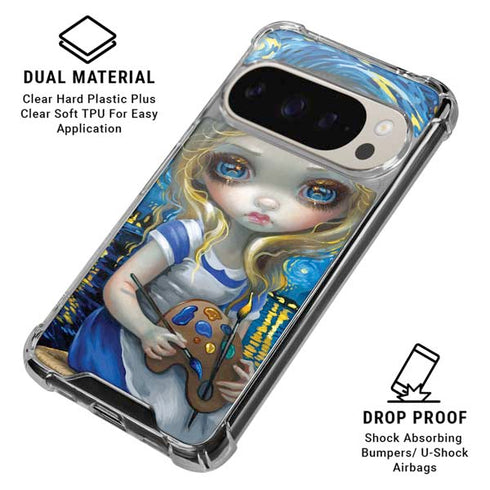 Artist Alice in Van Gogh Starry Night by Jasmine Becket-Griffith Pixel 9/9 Pro Clear Case