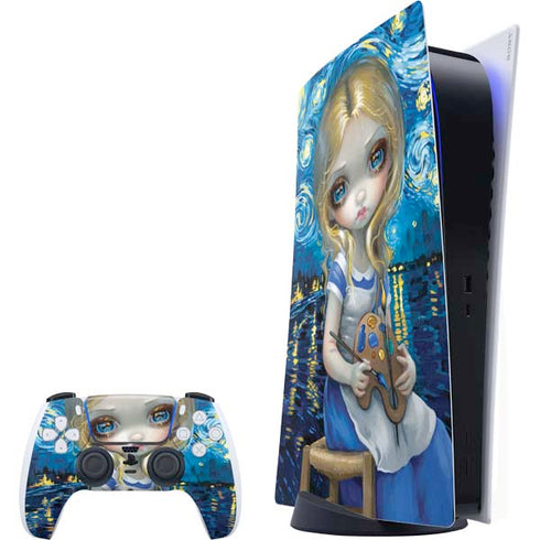 Artist Alice in Van Gogh Starry Night by Jasmine Becket-Griffith PlayStation PS5 Skins
