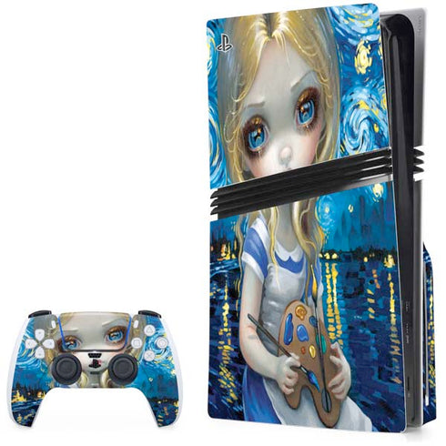 Artist Alice in Van Gogh Starry Night by Jasmine Becket-Griffith PS5 Pro Disk Bundle Skin