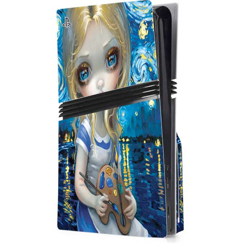 Artist Alice in Van Gogh Starry Night by Jasmine Becket-Griffith PS5 Pro Disk Console Skin