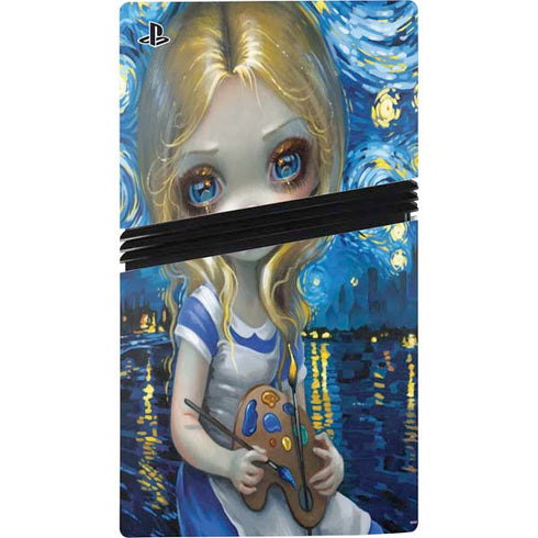 Artist Alice in Van Gogh Starry Night by Jasmine Becket-Griffith PS5 Pro Disk Console Skin