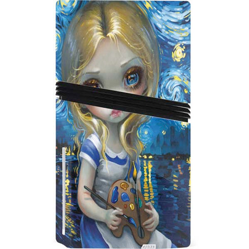 Artist Alice in Van Gogh Starry Night by Jasmine Becket-Griffith PS5 Pro Disk Console Skin