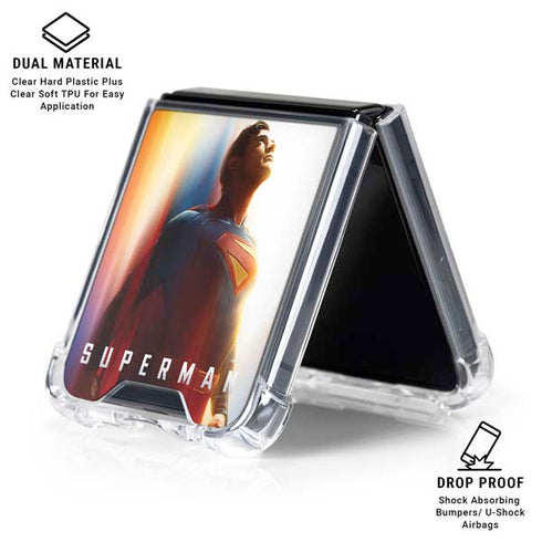 Superman 2025 Man of Steel Ascension Heroic Glow Galaxy Z Flip7 Clear Case