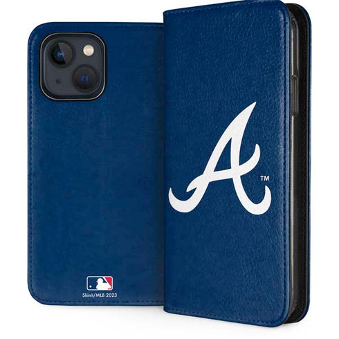 MLB Atlanta Braves - Solid Distressed iPhone 15 Plus Folio Case
