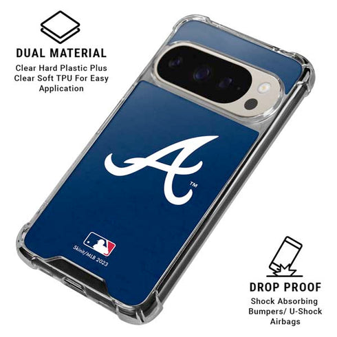 MLB Atlanta Braves - Solid Distressed Pixel 9 Pro XL Clear Case