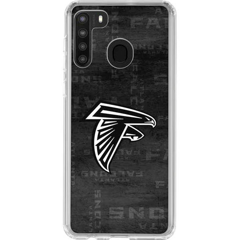 NFL Atlanta Falcons Black & White Galaxy A21 Clear Case
