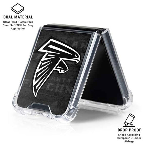 NFL Atlanta Falcons Black & White Galaxy Z Flip7 Clear Case