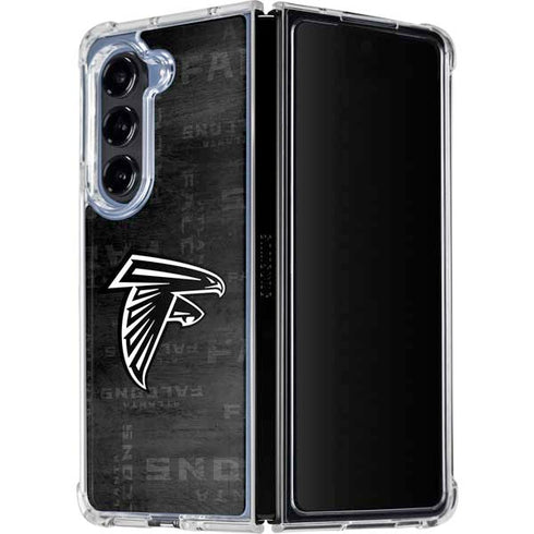 NFL Atlanta Falcons Black & White Galaxy Z Fold5 5G Clear Case