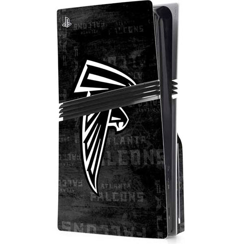 NFL Atlanta Falcons Black & White PS5 Pro Disk Console Skin
