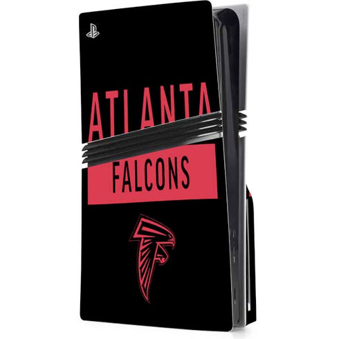 NFL Atlanta Falcons Black Performance Series PS5 Pro Disk Console Skin