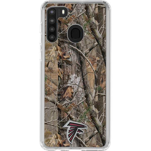 NFL Atlanta Falcons Realtree AP Camo Galaxy A21 Clear Case
