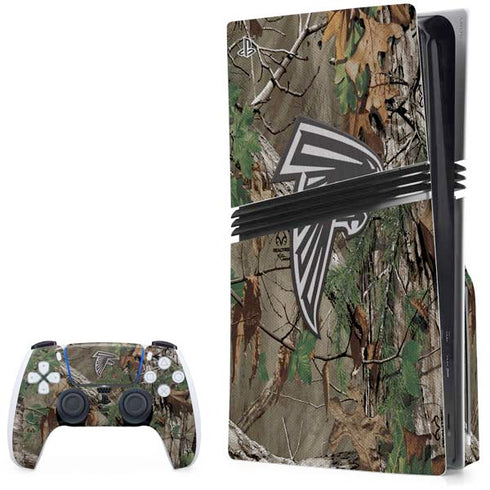 NFL Atlanta Falcons Realtree Xtra Green Camo PS5 Pro Disk Bundle Skin