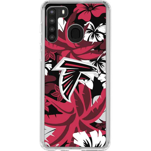 NFL Atlanta Falcons Tropical Print Galaxy A21 Clear Case
