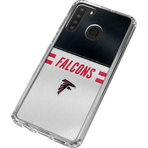 NFL Atlanta Falcons White Striped Galaxy A21 Clear Case