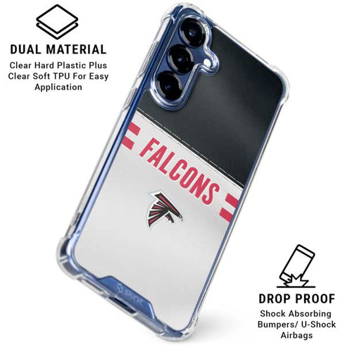 NFL Atlanta Falcons White Striped Galaxy S25 Plus Clear Case