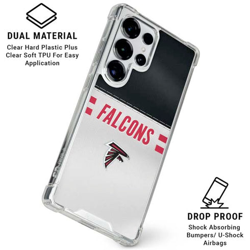 NFL Atlanta Falcons White Striped Galaxy S25 Ultra Clear Case