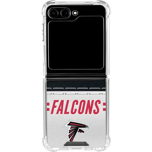 NFL Atlanta Falcons White Striped Galaxy Z Flip6 Clear Case