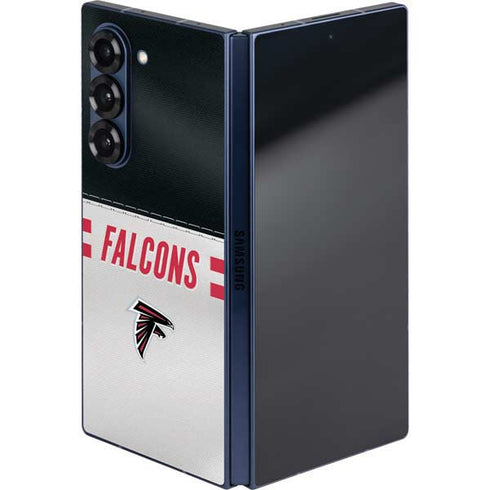 NFL Atlanta Falcons White Striped Galaxy Z Fold6 Skin