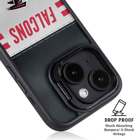 NFL Atlanta Falcons White Striped iPhone 14 Plus Kickstand Case