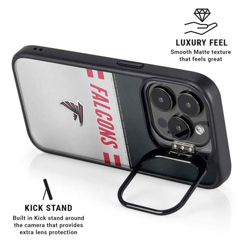 NFL Atlanta Falcons White Striped iPhone 14 Pro Max Kickstand Case