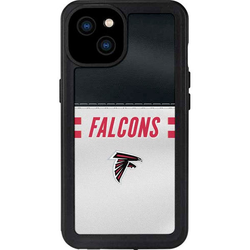 NFL Atlanta Falcons White Striped iPhone 15 Plus Waterproof Case
