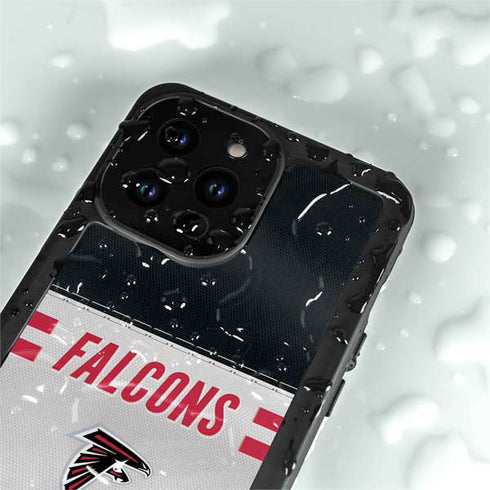 NFL Atlanta Falcons White Striped iPhone 15 Pro Waterproof Case