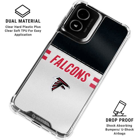 NFL Atlanta Falcons White Striped Moto G Power 5G (2024) Clear Case