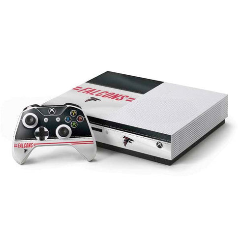 NFL Atlanta Falcons White Striped Xbox One S Console and Controller Bundle Skin