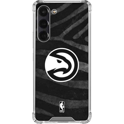 NBA Atlanta Hawks Black Animal Print Galaxy S24 FE Clear Case