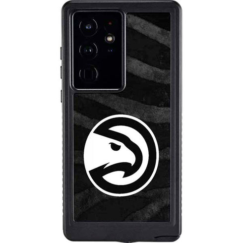 NBA Atlanta Hawks Black Animal Print Galaxy S24 Ultra Waterproof Case