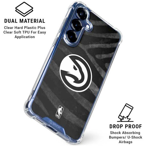 NBA Atlanta Hawks Black Animal Print Galaxy S25 FE Clear Case