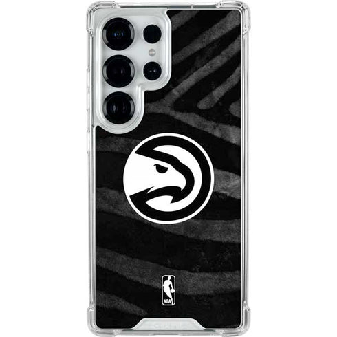 NBA Atlanta Hawks Black Animal Print Galaxy S25 Ultra Clear Case