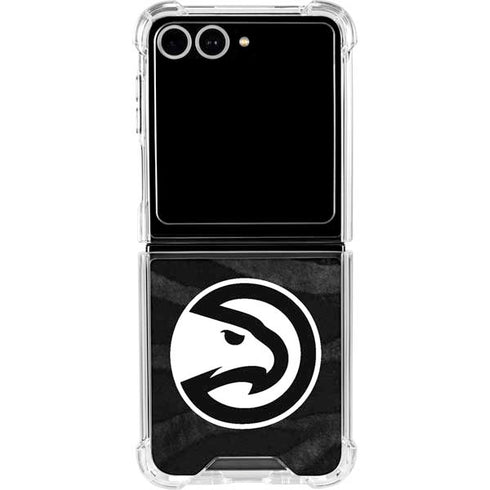 NBA Atlanta Hawks Black Animal Print Galaxy Z Flip7 Clear Case