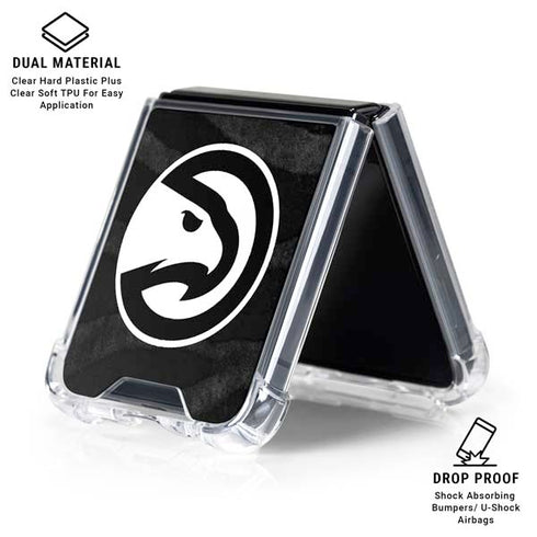 NBA Atlanta Hawks Black Animal Print Galaxy Z Flip7 Clear Case