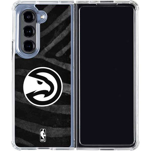 NBA Atlanta Hawks Black Animal Print Galaxy Z Fold5 5G Clear Case