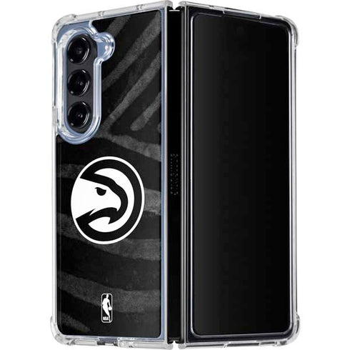 NBA Atlanta Hawks Black Animal Print Galaxy Z Fold5 5G Clear Case