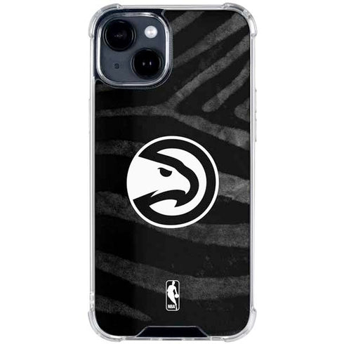 NBA Atlanta Hawks Black Animal Print iPhone 15 Clear Case