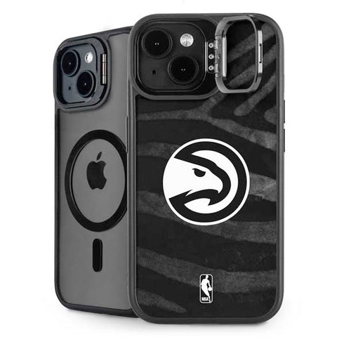 NBA Atlanta Hawks Black Animal Print iPhone 15 Plus Kickstand Case