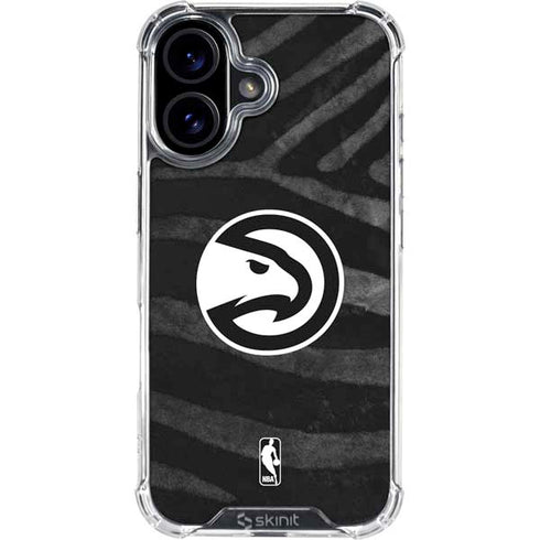 NBA Atlanta Hawks Black Animal Print iPhone 16 Plus Clear Case
