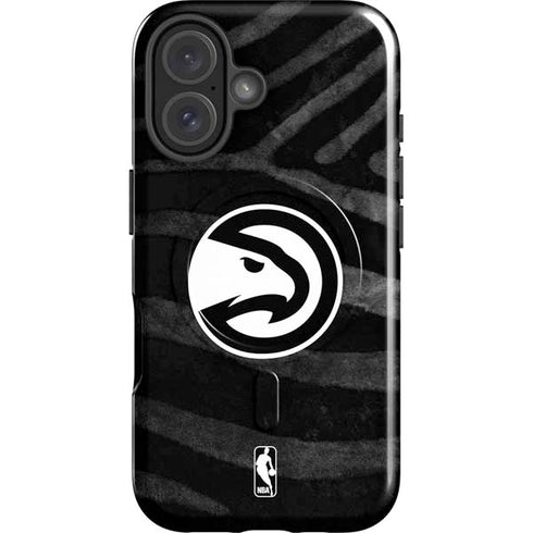 NBA Atlanta Hawks Black Animal Print iPhone 16 Plus Magsafe Impact Case