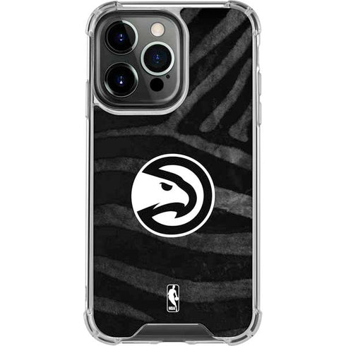NBA Atlanta Hawks Black Animal Print iPhone 16 Pro Clear Case