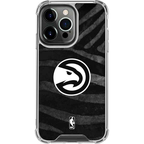 NBA Atlanta Hawks Black Animal Print iPhone 16 Pro Max Clear Case