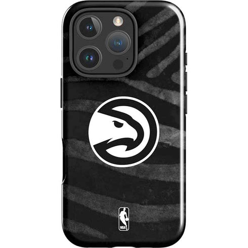 NBA Atlanta Hawks Black Animal Print iPhone 16 Pro Max Impact Case