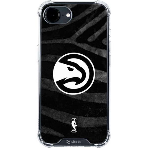 NBA Atlanta Hawks Black Animal Print iPhone 16e Clear Case