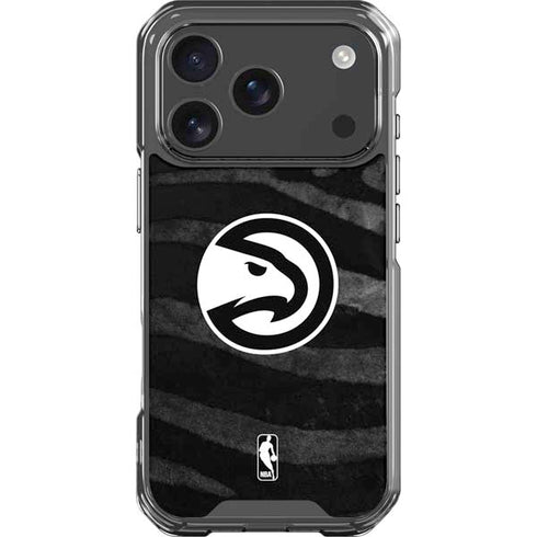 NBA Atlanta Hawks Black Animal Print iPhone 18 Pro Clear Case