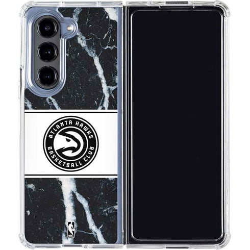 NBA Atlanta Hawks Marble Galaxy Z Fold5 5G Clear Case