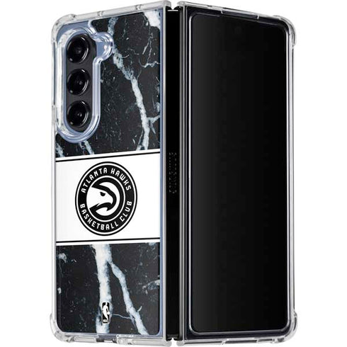 NBA Atlanta Hawks Marble Galaxy Z Fold5 5G Clear Case