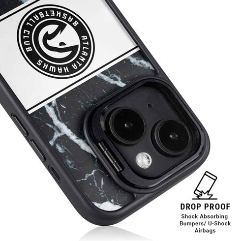 NBA Atlanta Hawks Marble iPhone 15 Kickstand Case