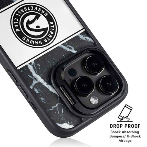 NBA Atlanta Hawks Marble iPhone 15 Pro Max Kickstand Case