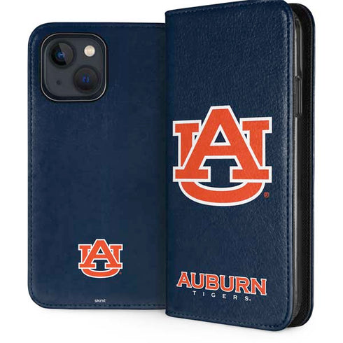 Auburn University Logo Blue iPhone 15 Plus Folio Case
